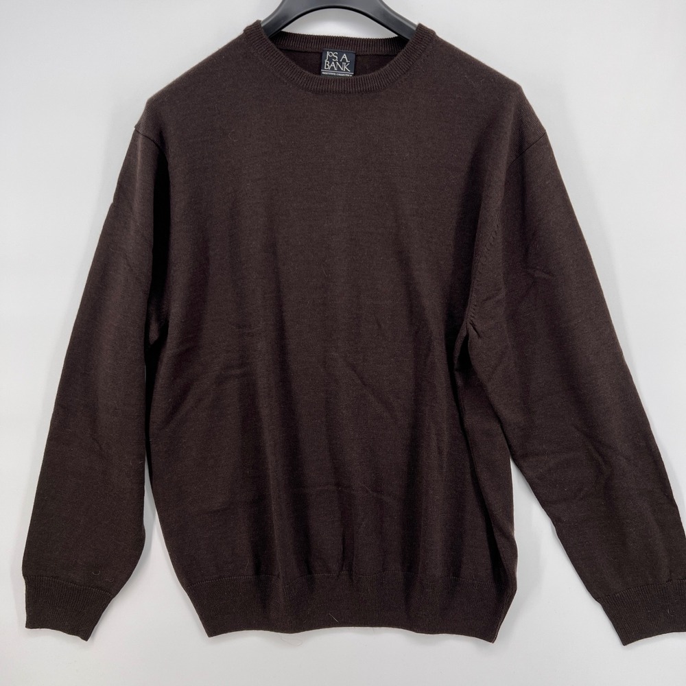 Jos A Bank Executive Collection Merino Wool Blend Sweater Mens XL Brown Crewneck